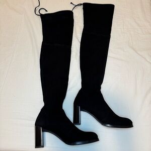 Stuart Weitzman Over The Knee Black Suede Boots Size 7.5
